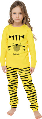 DRUZZEE Boys & Girls Casual T-shirt Pant(Yellow)