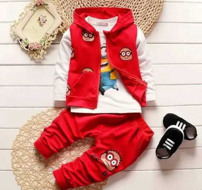 CALOTROPIS Baby Boys & Baby Girls Minnions Party(Festive) T-shirt Pant(WHITE, RED)