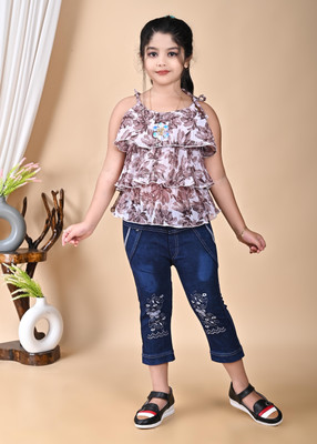 HouseOfCommon Girls Party(Festive) Top Pant(PURPLE)