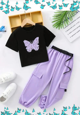 Afraz Girls Party(Festive) Top Pant(Purple)