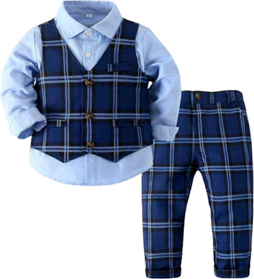 OPTURN Baby Boys Party(Festive) Jacket Pant(Nevy Blue)