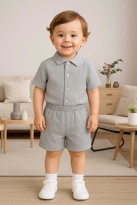 TENIFIRST Baby Boys & Baby Girls Casual Shirt Shorts(GREY)