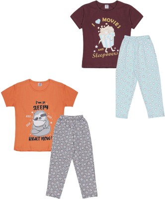 Todd N Teen Girls Casual T-shirt Pyjama(peachplum)