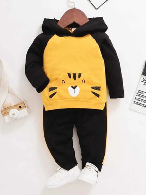 dhairyatraders Baby Boys & Baby Girls Casual Sweatshirt Track Pants(black, yellow)