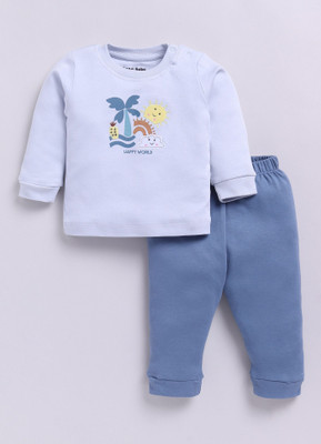 Smart Baby Baby Boys & Baby Girls Casual T-shirt Pyjama(Blue & Navy)