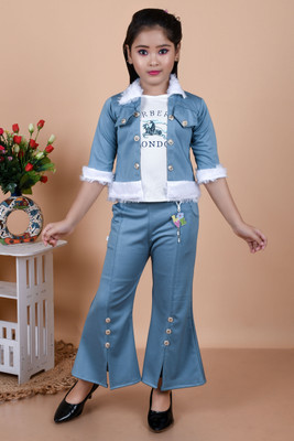 GudiyaDresses Girls Party(Festive) Pant Top(Blue)