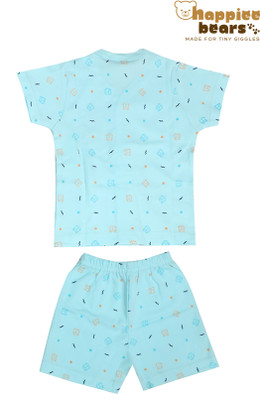 happiee bears Baby Boys & Baby Girls Casual Shirt Shorts(Blue)
