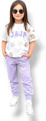 MRF Collection Girls Casual T-shirt Trouser(white)