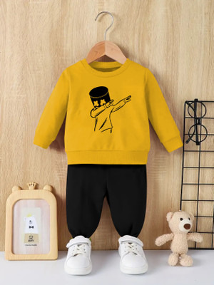 RetroTees Baby Boys Casual T-shirt Track Pants(Yellow)