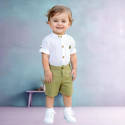 menvy Baby Boys Casual Shirt Shorts(Green)