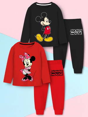 DISNEY BY MISS & CHIEF Boys & Girls Casual T-shirt Pyjama(Red, Black)