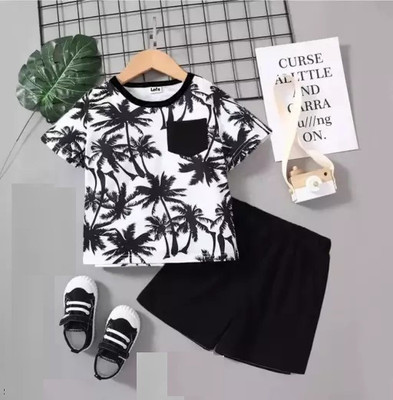 MUSNAHGARMENTS Boys & Girls Casual T-shirt Shorts(Black, White)