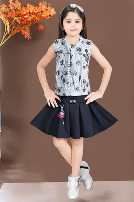 HouseOfCommon Baby Girls Casual Top Skirt(White Grey)