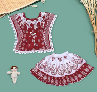 HouseOfCommon Baby Girls Casual Top Skirt(Maroon)