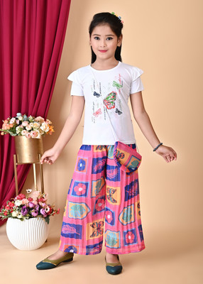 NIVARACREATION Girls Party(Festive) Top Pyjama(White)