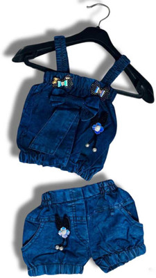 SHIVI Baby Girls Party(Festive) Top Shorts(blue)