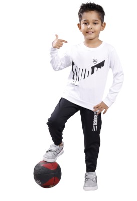 new gen Boys Casual T-shirt Track Pants(WHITE)