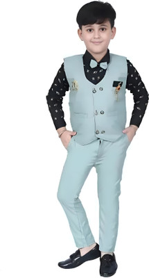 GUPTAECOMMERCE Boys Party(Festive) Waistcoat Bodysuit(MINT GREEN)
