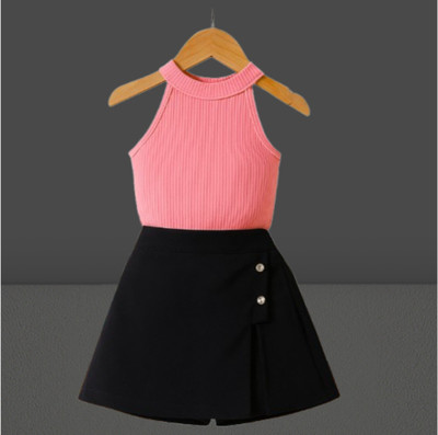 RIYASNHI Girls Casual Top Shorts(Pink, Black)