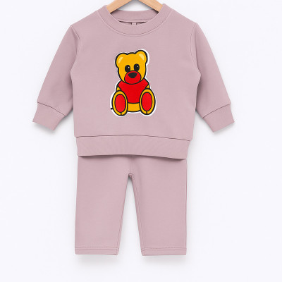 FASHIONCARNIVEL Boys & Girls Casual Sweatshirt Sweatpant(Light Pink)