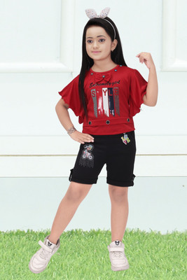 Funnyboo Girls Party(Festive) Top Shorts(MAROON, BLACK)