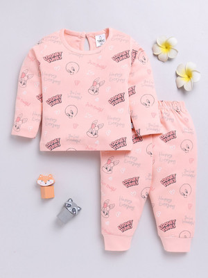 YK X Tinyo Baby Girls Casual Top Pant(Peach)