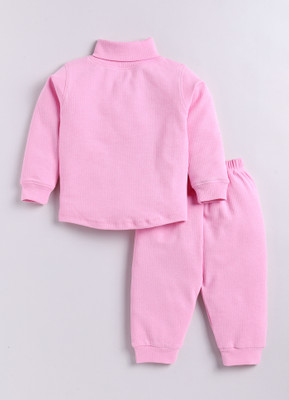 TINY BINY Boys & Girls Casual Top Track Pants(Pink)
