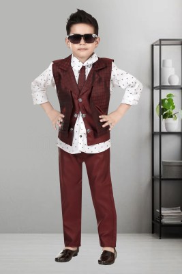 KJD Boys Party(Festive) Waistcoat Pant(Maroon)