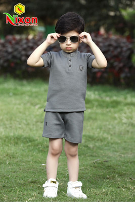 Meena and company Boys Casual T-shirt Shorts(Grey)