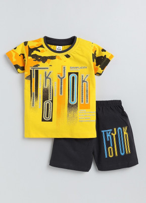 TINY BINY Boys Casual T-shirt Shorts(Gold)
