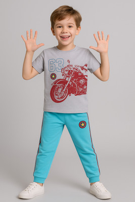 Todd N Teen Boys Casual T-shirt Track Pants(greyblue)