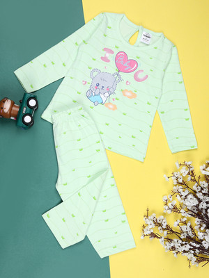 V-MART Baby Girls Casual T-shirt Legging(Green)