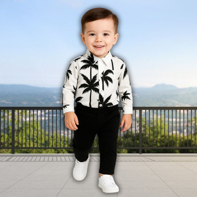 menvy Baby Boys Party(Festive) Shirt Pant(WHITE FLOWSOME PATTERN)