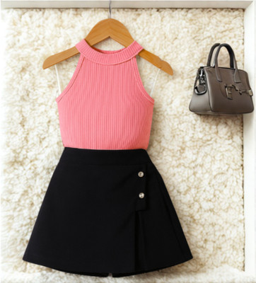 RIYASNHI Girls Casual Top Shorts(Pink, Black)