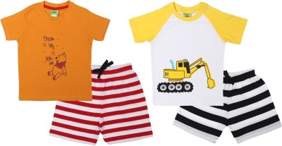 ShaishavWears Baby Boys Casual T-shirt Shorts(Mustrad - WhiteC)