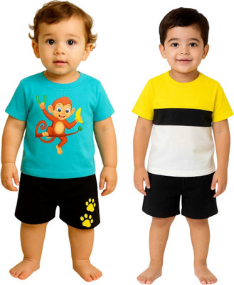 SEGRO Baby Boys & Baby Girls Casual T-shirt Shorts(MINT, GOLD)