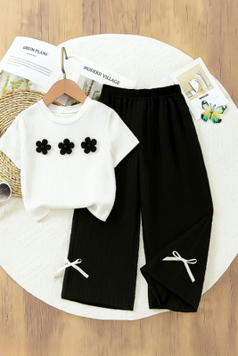 MUMBAI FUSHION Baby Girls Casual Top Pant(White)
