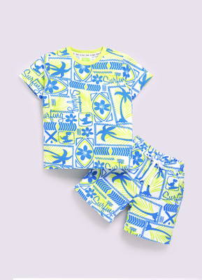 Dear to dad Baby Boys Casual T-shirt Shorts(Green-BlueTree)