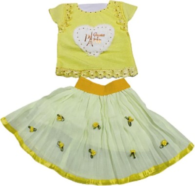 PK Collection Baby Girls Party(Festive) Top Skirt(Yellow)