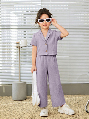 PAGHDAL BROTHERS Girls Casual Jacket Pant(Purple)