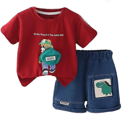 Bold N Elegant Baby Boys & Baby Girls Casual T-shirt Shorts(Red)