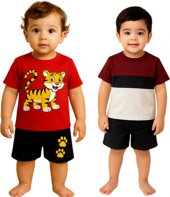 SEGRO Baby Boys & Baby Girls Casual T-shirt Shorts(RED, MEHROON)