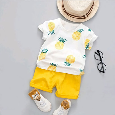 LITTLE KANHA Baby Boys Casual T-shirt Shorts(WHITE, YELLOW)