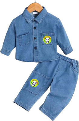 aidacolthing Boys & Girls Casual Shirt Pant(BLUE)