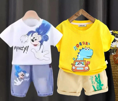 CALCUTTA FASHION Baby Boys & Baby Girls Mickey Casual T-shirt Shorts(Multicolor)