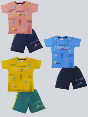 FASHION GRAB Baby Boys & Baby Girls Casual T-shirt Shorts(Blue)