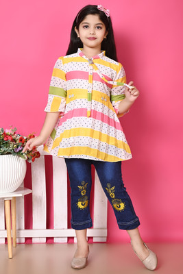 5 Stars Collection Girls Party(Festive) Top Pant(YELLOW)