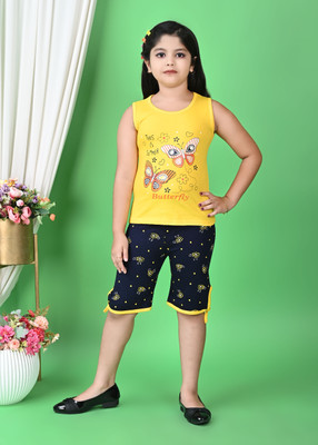 TIMESSTYLE Girls Party(Festive) Top Capri(Yellow)