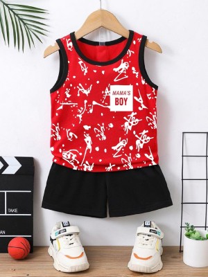 Mimmy Kids Boys Casual Vest Shorts(Red _Black)