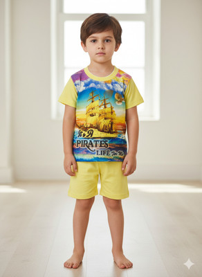 UniponKids Boys Casual T-shirt Pant(YELLOW)